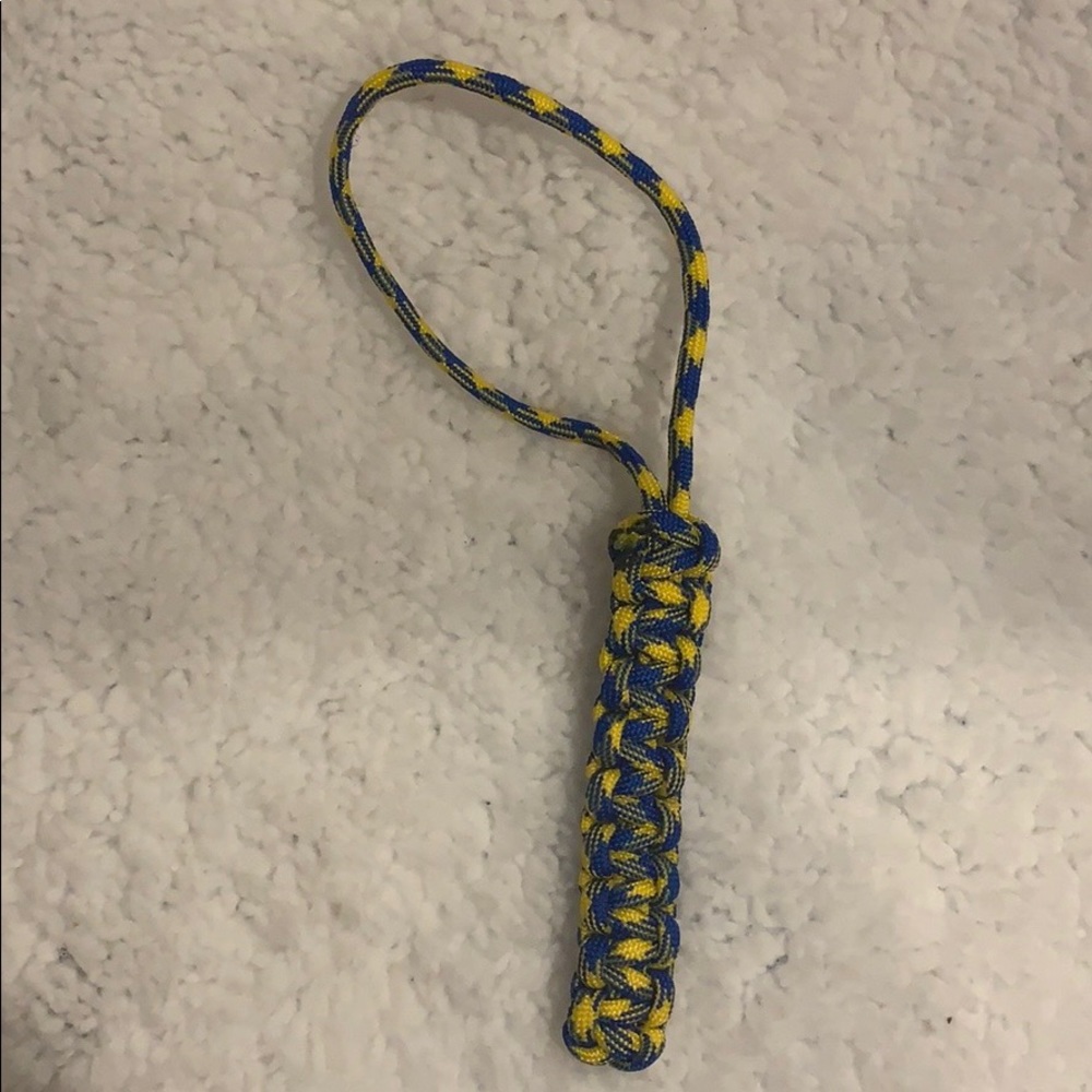 Handmade Yellow and Blue Paracord Keychain